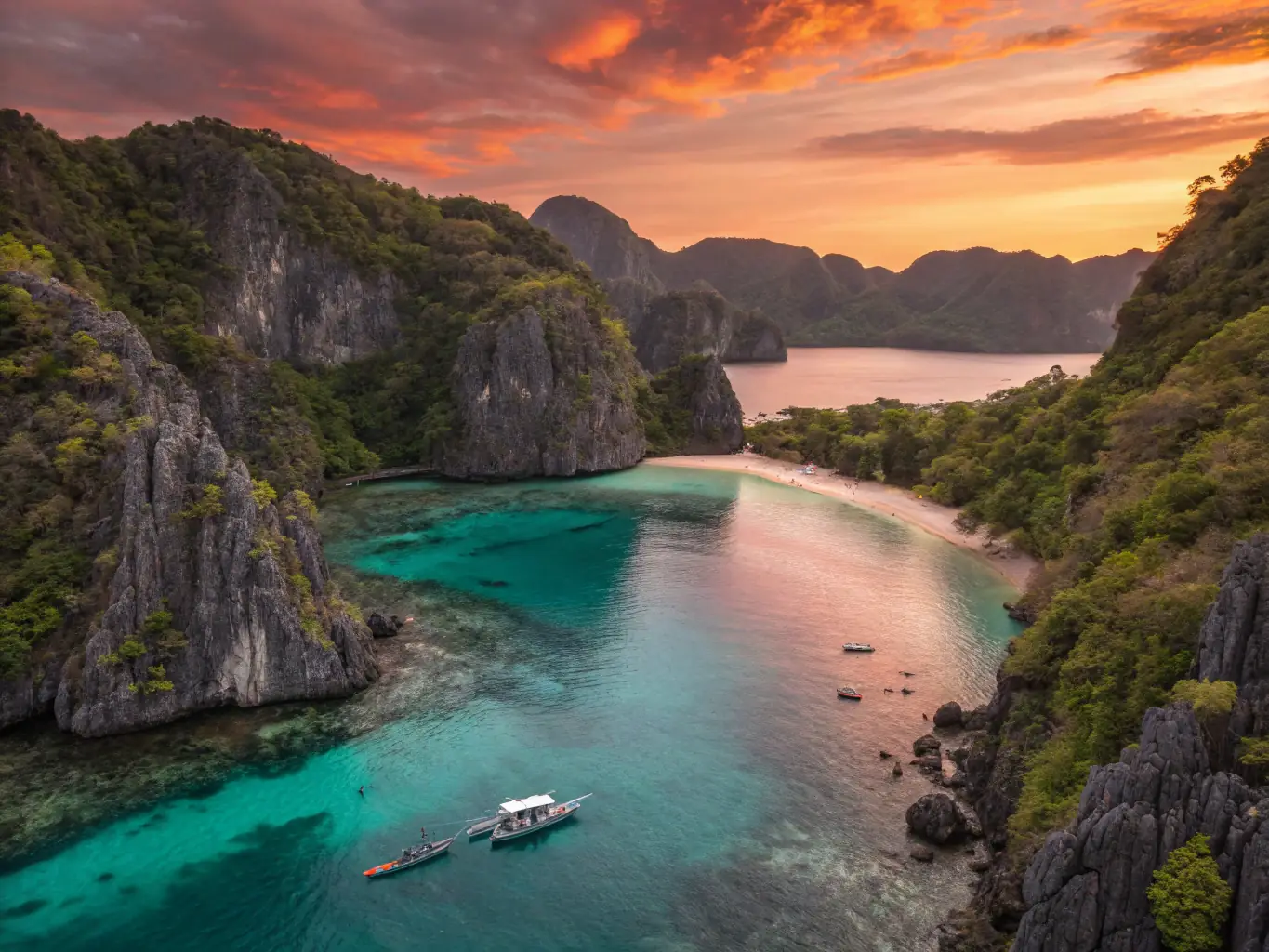 A vibrant image of El Nido, Palawan, showcasing its stunning limestone cliffs, turquoise waters, and white sandy beaches, capturing the essence of a tropical paradise.