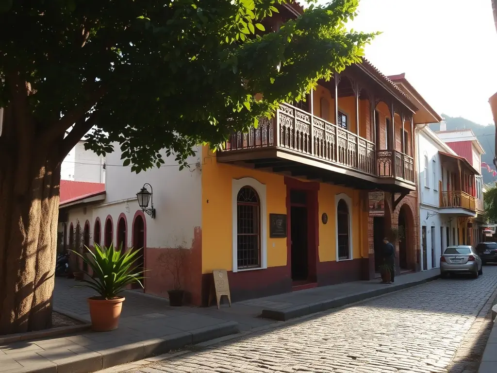 A historical image of Intramuros, Manila, featuring its well-preserved Spanish colonial architecture, cobblestone streets, and iconic landmarks like Fort Santiago.